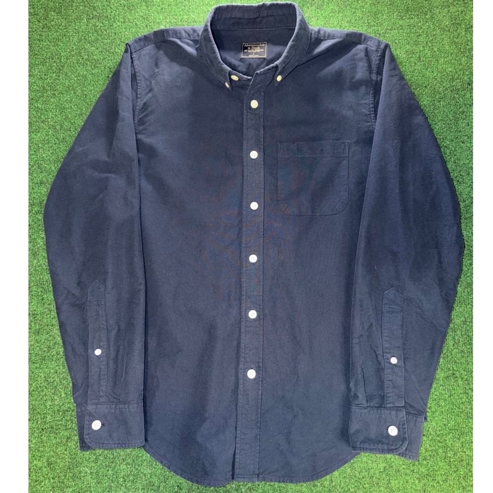 Abercrombie & Fitch Mens Navy Blue Oxford Button Down Shirt Large Long Sleeve